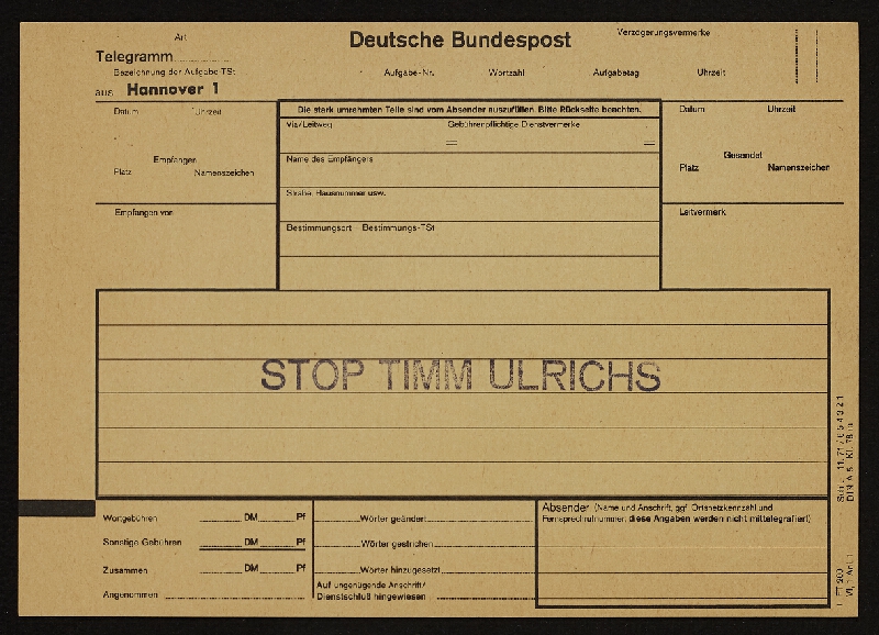 Timm Ulrichs – STOP TIMM ULRICHS 