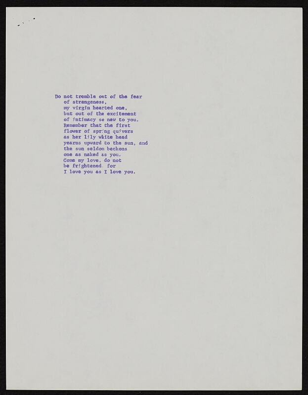 Ken Friedman – One page and nine poems by Aeric V. Stratton 