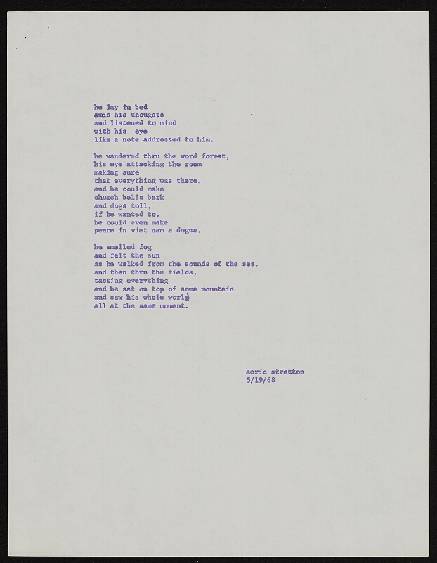 Ken Friedman – One page and nine poems by Aeric V. Stratton 