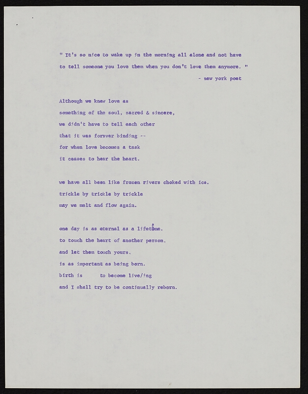 Ken Friedman – One page and nine poems by Aeric V. Stratton 