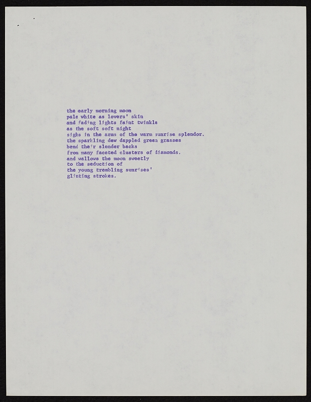 Ken Friedman – One page and nine poems by Aeric V. Stratton 