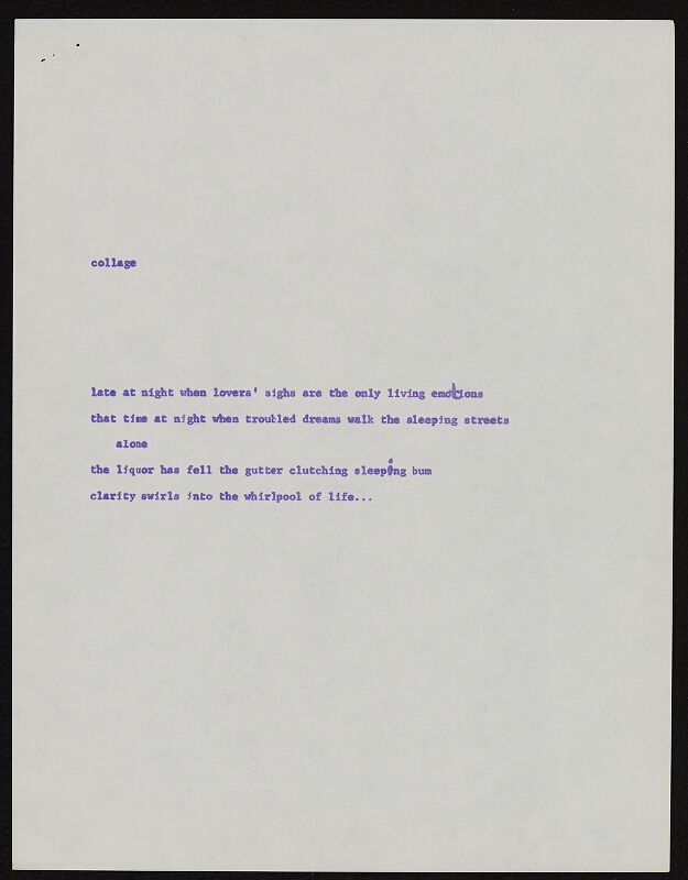 Ken Friedman – One page and nine poems by Aeric V. Stratton 