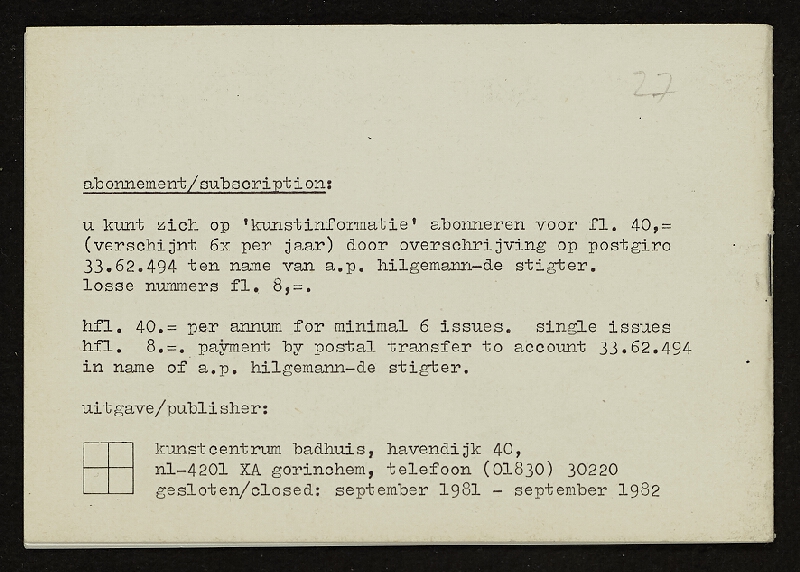 Karel Malich – Karel Malich, 1972-80, Kunstinformatie 37, jaargang 8 no. 2, juni 1982, Kunstcentrum Badhuis, Gorinchem, Holland (1-30) 