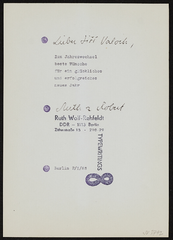 Ruth Wolf-Rehfeldt – Zum Jahresweschel 80/81 