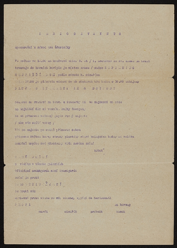 Jaroslav Marák – Návod k happeningu Nejtišší dům O. Minaříka 