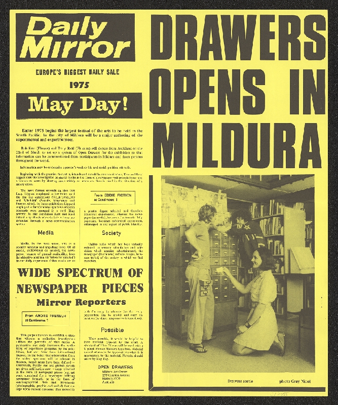 Mildura Art Centre – plakát k výstavě Drawers opens in Mildura Austrálie 