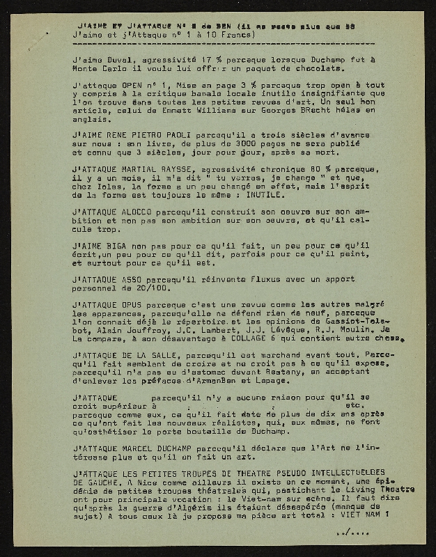 Benjamin Vautier – J´Aime et J´Attaque n 2 de Ben 