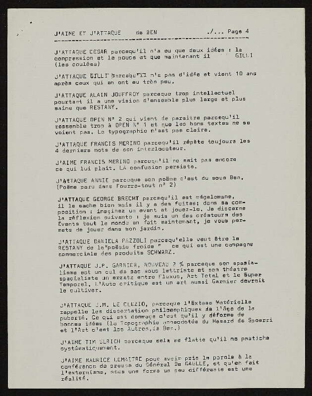 Benjamin Vautier – J´Aime et J´Attaque n 2 de Ben 