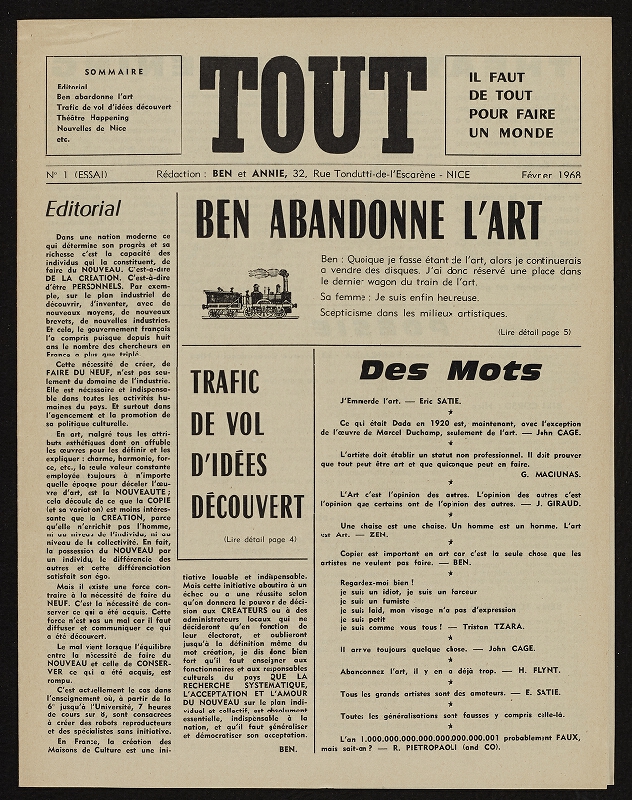 Benjamin Vautier – Tout n 1 (ESSAI) 