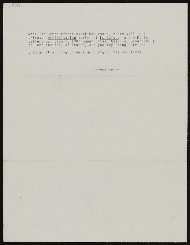 John W. Curry – BP Nichol Festschrift reading, party & other carving on 