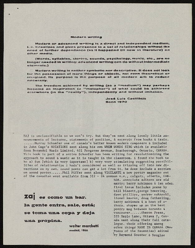 Barrie Phillip Nichol – Late October grOnk Mailout, News Note Sheets, grOnk, Ganglia Press Toronto Kanada 