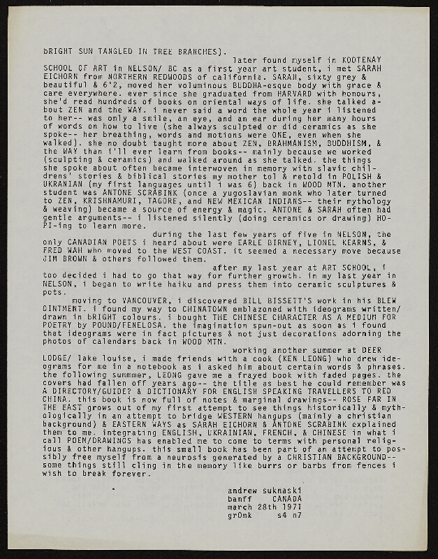 Barrie Phillip Nichol – Rose Way In The East, grOnk Series 4 # 7, Ganglia Press Toronto Kanada 