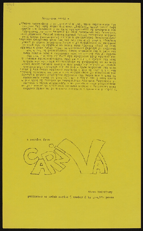 Barrie Phillip Nichol – A section from Carnival, grOnk Series 5 # 2, Ganglia Press Toronto Kanada 