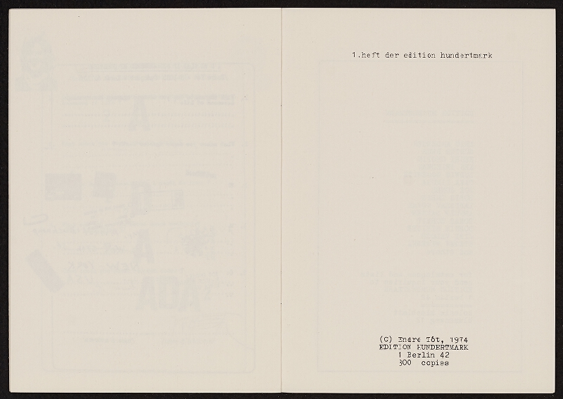 Armin ed. Hundertmark – TÓTal questions by TÓT, Edition Hundertmark 