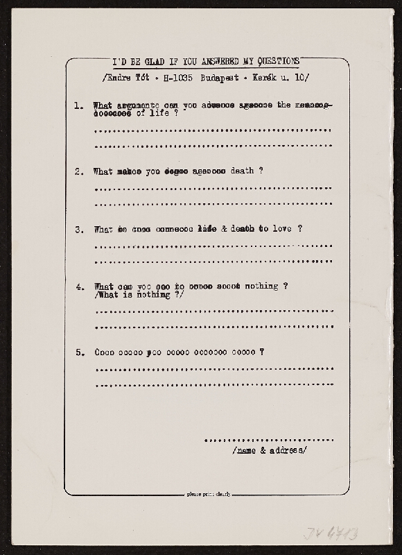 Armin ed. Hundertmark – TÓTal questions by TÓT, Edition Hundertmark 
