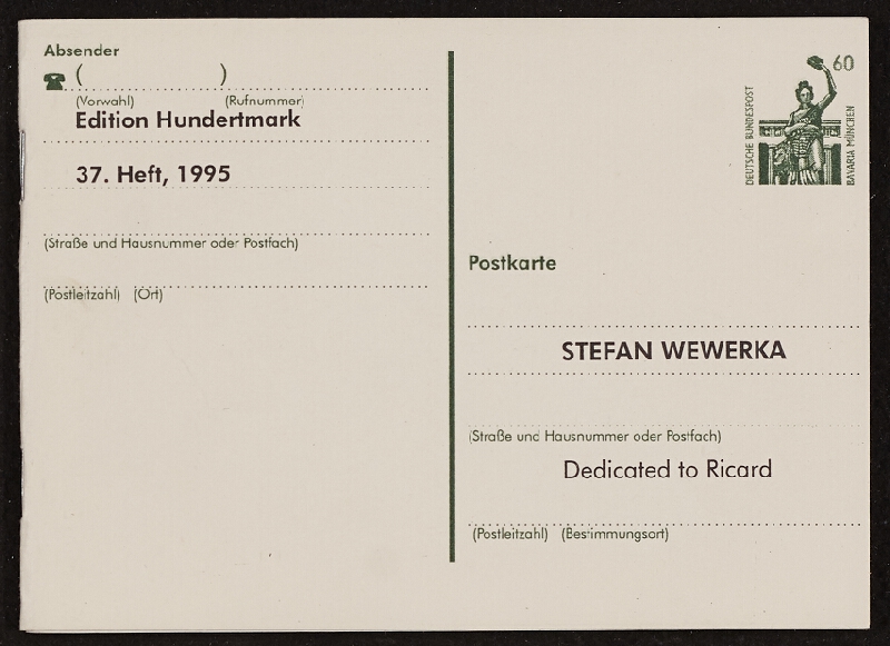 Armin ed. Hundertmark – Postcarte, Edition Hundertmark 