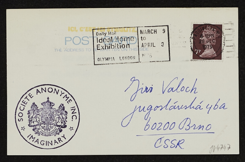 Peter van Beveren – Lond is the Place for Us, pozvánka na londýnský happening dec. 75 - jan. 76 