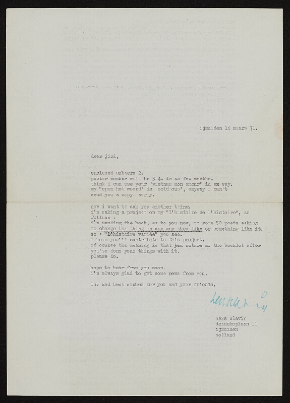 Hans Clavin – dopis Hanse Clavina Jiřímu Valochovi 