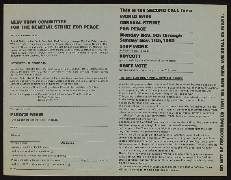 Robert Bates – World Wide General Strike Foe Peace 