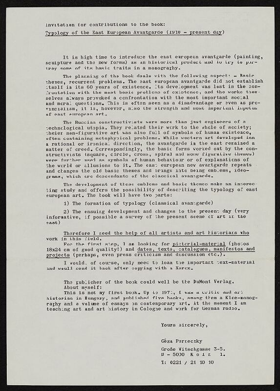 Géza Perneczky – Typology of the East European Avantgarde (1910 - present day) 