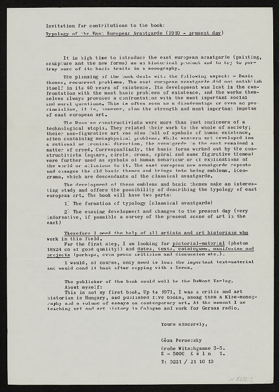 Géza Perneczky – Typology of the East European Avantgarde (1910 - present day) 