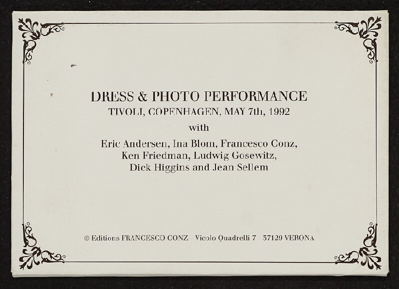 Dick Higgins – Dress & Photo performance 