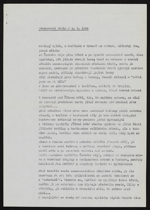 Jan K. Čeliš – Prachovské skály / 9.7. 1984 