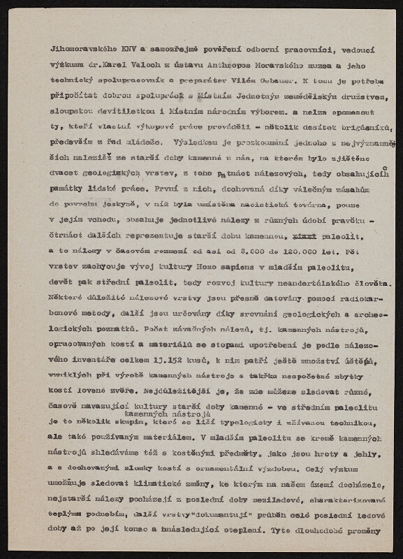 Jiří Valoch – Výzkum jeskyně Kůlny ukončen 