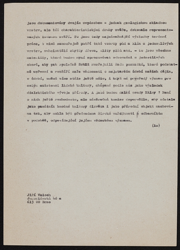 Jiří Valoch – Výzkum jeskyně Kůlny ukončen 