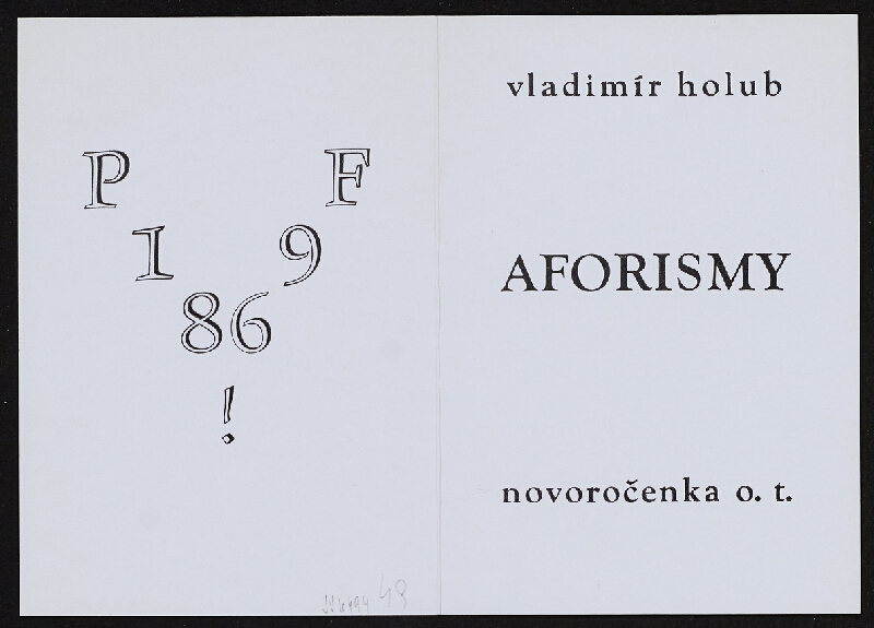 Vladimír Holub – Aforismy - PF 1986 