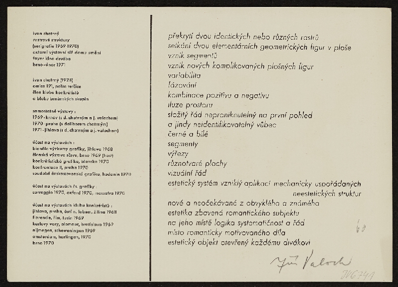 Ivan Chatrný – Pozvánka na výstavu Rastové  struktury 