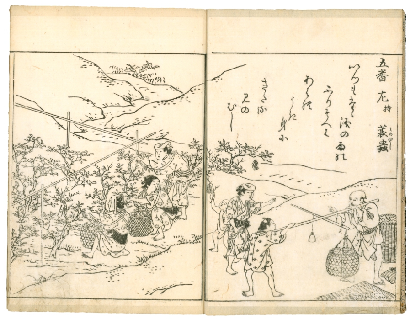 Nishikawa Sukenobu – Ehon Makuzugahara / 絵本真葛か原 (obrazová kniha Pole šarlatového kudzu) 