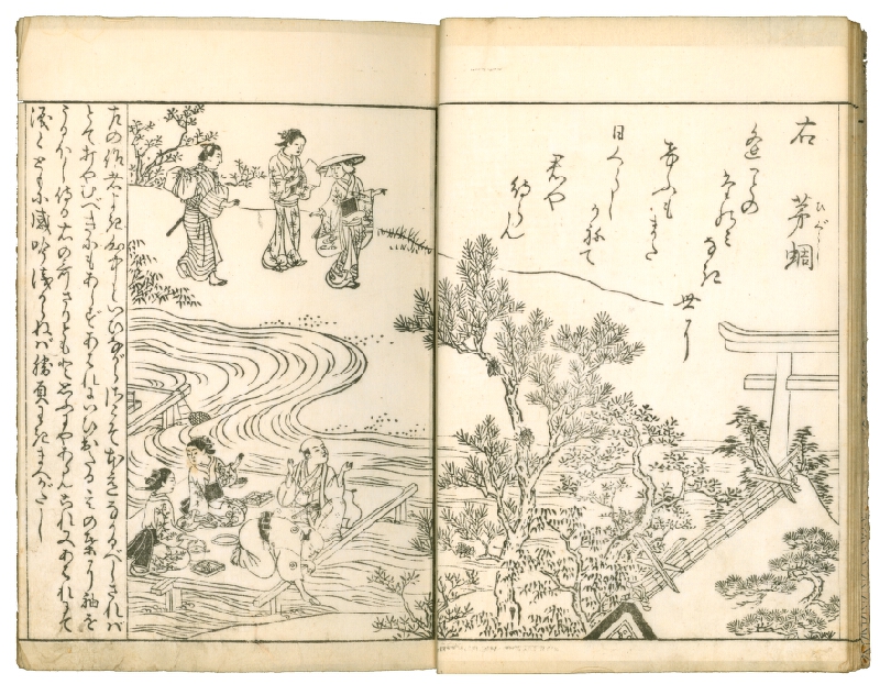 Nishikawa Sukenobu – Ehon Makuzugahara / 絵本真葛か原 (obrazová kniha Pole šarlatového kudzu) 