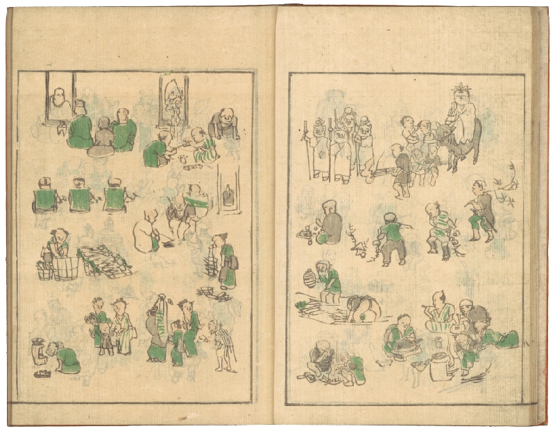 Kawamura Bunpō – Bunpō soga / 文鳳麁画 (obrazová kniha Skeče Bunpóovy) 