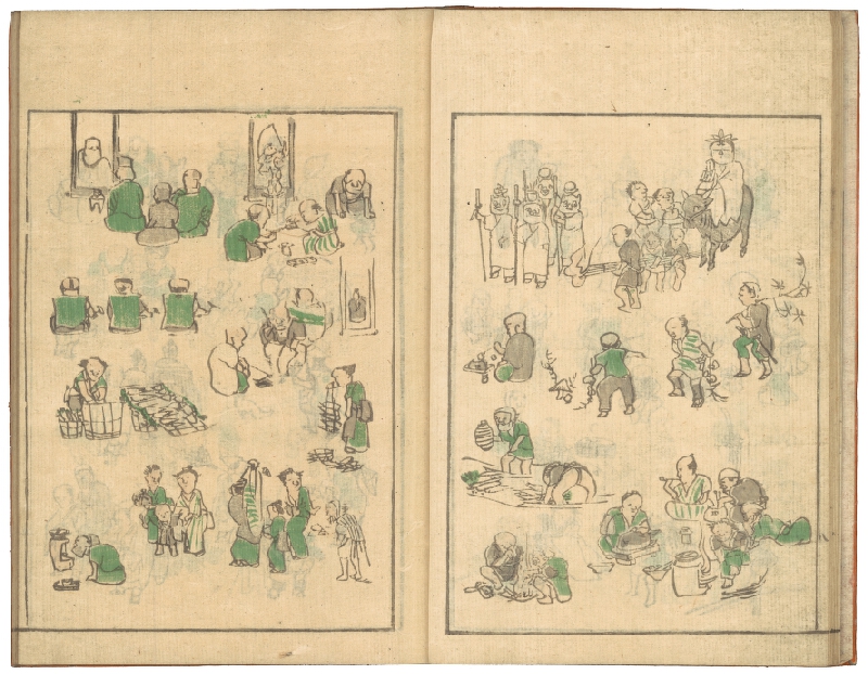 Kawamura Bunpō – Bunpō soga / 文鳳麁画 (obrazová kniha Skeče Bunpóovy) 